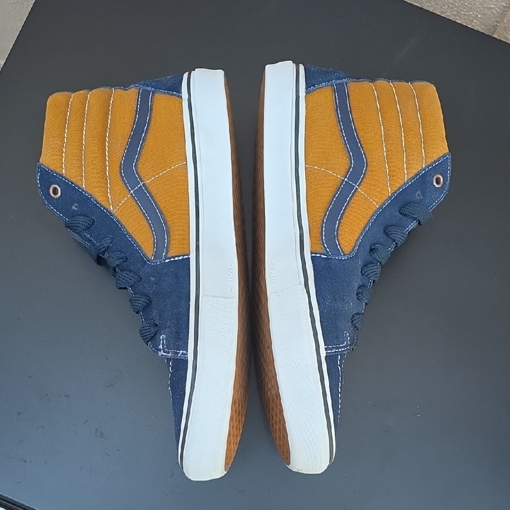 Vans Men's Navy and Mustard High-Top Sneakers - Picture 4 of 12